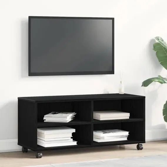 Szafka RTV Czarna 90x35x35 cm z Drewna Inżynieryjnego Lumarko! - Hurtownia wielobranżowa Lumarko Do wyczerpania zapasów